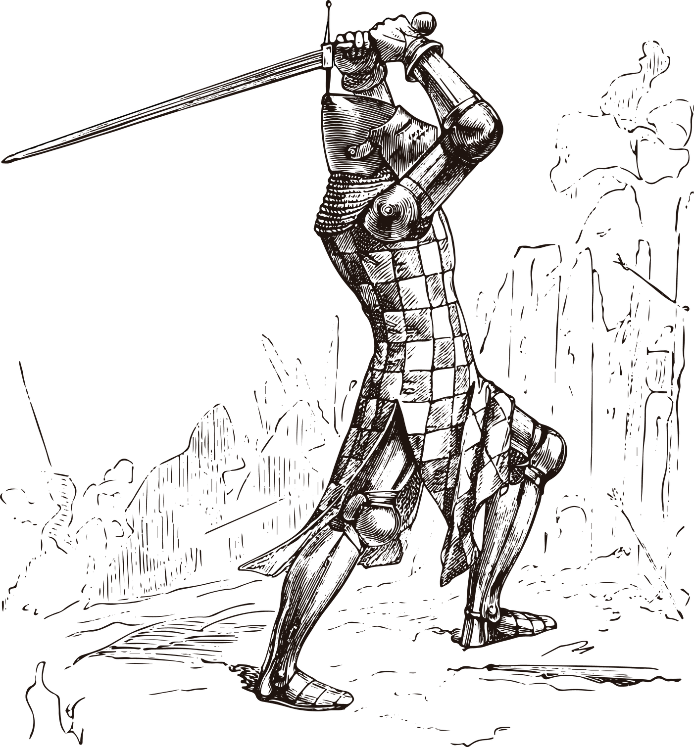 Medieval Knight with Sword Illustration